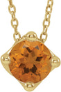 14K Gold Round Natural Citrine Solitaire Necklace or Slide Pendant - Yellow Gold