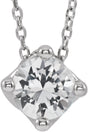 Platinum Round Natural White Sapphire Solitaire Necklace or Slide Pendant
