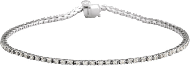 14K Gold Round Natural Diamond Line Bracelet – 1.4-3.1mm Stones - White Gold