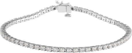 14K Gold Round Lab-Grown Diamond Line Bracelet – 1.4-4.25mm Stones - White Gold