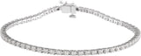14K Gold Round Natural Diamond Line Bracelet – 1.4-3.1mm Stones - White Gold