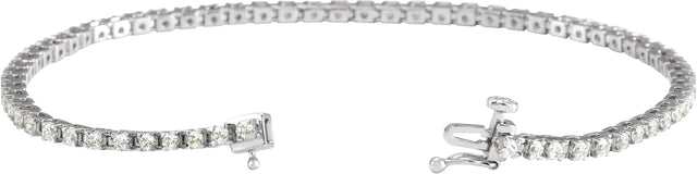 14K Gold Round Natural Diamond Line Bracelet – 1.4-3.1mm Stones - White Gold - view 2