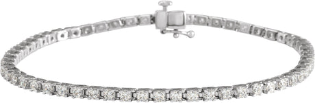14K Gold Round Natural Diamond Line Bracelet – 1.4-3.1mm Stones - White Gold