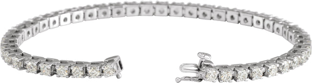 14K Gold Round Natural Diamond Line Bracelet – 1.4-3.1mm Stones - White Gold - view 2