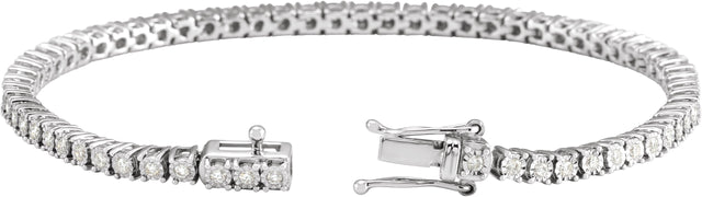 14K Gold Round Natural Diamond Line Bracelet XV - view 2