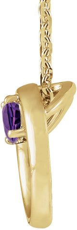 14K Gold Round Natural Amethyst Circle Necklace - Yellow Gold - view 2
