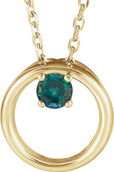 14K Gold Round Lab-Grown Alexandrite Circle Necklace - Yellow Gold