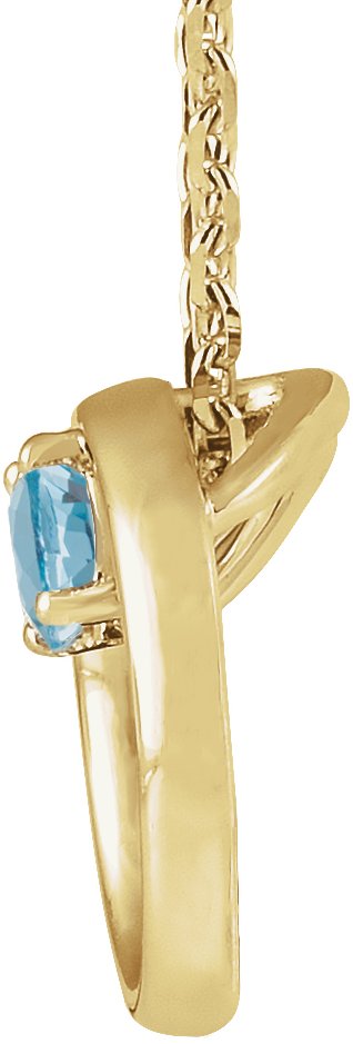 14K Gold Round Natural Aquamarine Circle Necklace - Yellow Gold - view 2