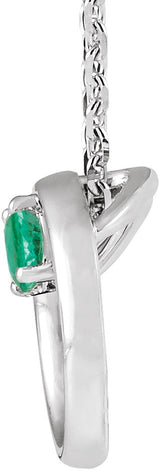 Platinum Round Natural Emerald Circle Necklace - view 2