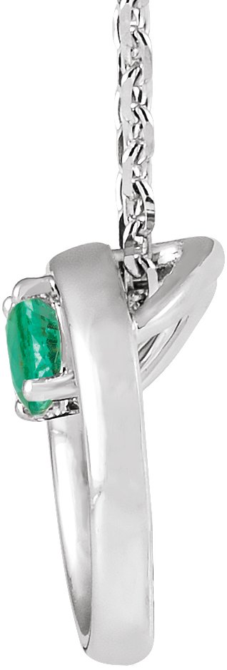 14K Gold Round Lab-Grown Emerald Circle Necklace - White Gold - view 2