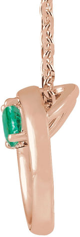 14K Gold Round Lab-Grown Emerald Circle Necklace - Rose Gold - view 2