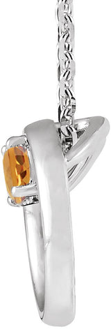 Platinum Round Natural Citrine Circle Necklace - view 2