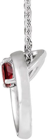 Platinum Round Natural Mozambique Garnet Circle Necklace - view 2