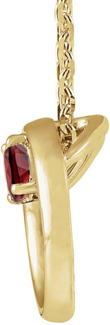 14K Gold Round Natural Mozambique Garnet Circle Necklace - Yellow Gold - view 2