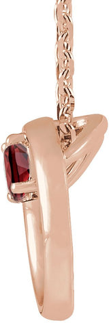 14K Gold Round Natural Mozambique Garnet Circle Necklace - Rose Gold - view 2