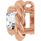 14K Gold Round Natural Diamond Claw-Prong Rope Necklace - Rose Gold - view 3