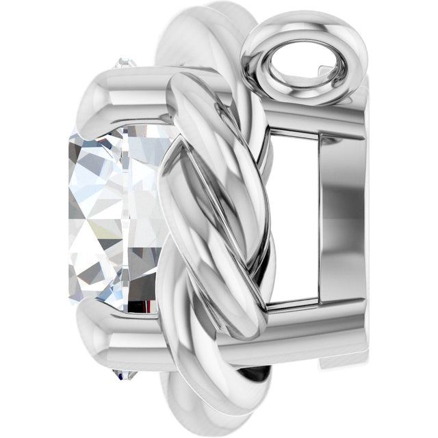 Platinum Round Lab-Grown Diamond Claw-Prong Rope Necklace - view 3