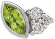 14K Gold Marquise Natural Peridot Accented Bezel-Set Earrings - White Gold