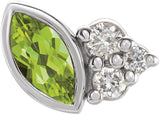 14K Gold Marquise Natural Peridot Accented Bezel-Set Earrings - White Gold