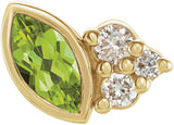 14K Gold Marquise Natural Peridot Accented Bezel-Set Earrings - Yellow Gold