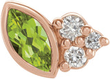 14K Gold Marquise Natural Peridot Accented Bezel-Set Earrings - Rose Gold