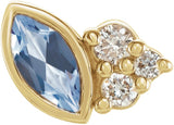 14K Gold Marquise Natural Aquamarine Accented Bezel-Set Earrings - Yellow Gold