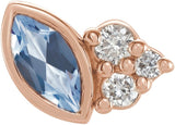 14K Gold Marquise Natural Aquamarine Accented Bezel-Set Earrings - Rose Gold