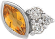 14K Gold Marquise Natural Citrine Accented Bezel-Set Earrings - White Gold