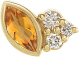 14K Gold Marquise Natural Citrine Accented Bezel-Set Earrings - Yellow Gold