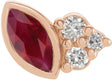 14K Gold Marquise Natural Ruby Accented Bezel-Set Earrings - Rose Gold