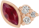 14K Gold Marquise Natural Ruby Accented Bezel-Set Earrings - Rose Gold