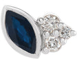 14K Gold Marquise Natural Blue Sapphire Accented Bezel-Set Earrings - White Gold