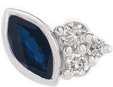 14K Gold Marquise Natural Blue Sapphire Accented Bezel-Set Earrings - White Gold
