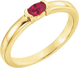 14K Gold Oval Lab-Grown Ruby Half-Bezel Family Stackable Ring - Yellow Gold