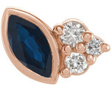 14K Gold Marquise Natural Blue Sapphire Accented Bezel-Set Earrings - Rose Gold