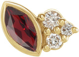 14K Gold Marquise Natural Mozambique Garnet Accented Bezel-Set Earrings - Yellow Gold