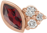 14K Gold Marquise Natural Mozambique Garnet Accented Bezel-Set Earrings - Rose Gold