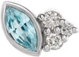 14K Gold Marquise Natural Blue Zircon Accented Bezel-Set Earrings - White Gold