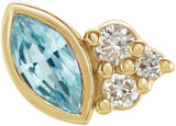 14K Gold Marquise Natural Blue Zircon Accented Bezel-Set Earrings - Yellow Gold