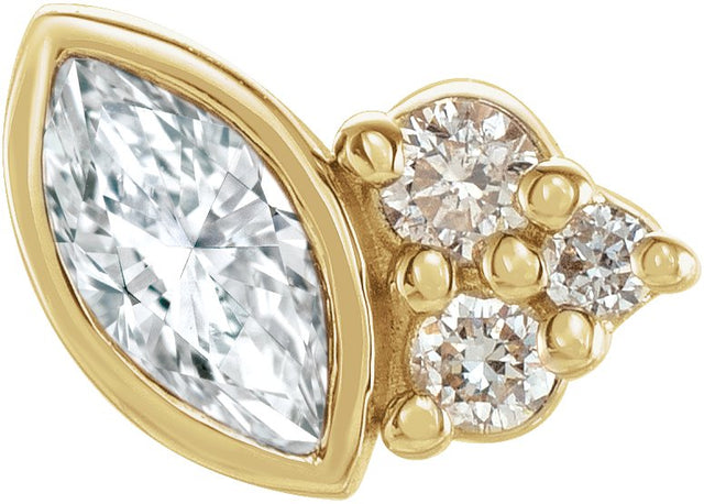 14K Gold Marquise Natural Diamond Accented Bezel-Set Earrings - Yellow Gold