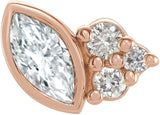 14K Gold Marquise Natural Diamond Accented Bezel-Set Earrings - Rose Gold