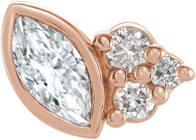 14K Gold Marquise Natural Diamond Accented Bezel-Set Earrings - Rose Gold