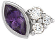 14K Gold Marquise Lab-Grown Alexandrite Accented Bezel-Set Earrings - White Gold