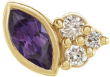 14K Gold Marquise Lab-Grown Alexandrite Accented Bezel-Set Earrings - Yellow Gold