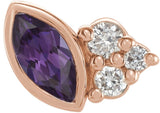 14K Gold Marquise Lab-Grown Alexandrite Accented Bezel-Set Earrings - Rose Gold
