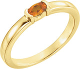 14K Gold Oval Natural Citrine Half-Bezel Family Stackable Ring - Yellow Gold