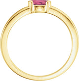 14K Gold Oval Natural Pink Tourmaline Half-Bezel Family Stackable Ring - Yellow Gold - view 2