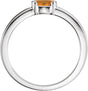 14K Gold Oval Natural Citrine Half-Bezel Family Stackable Ring - White Gold