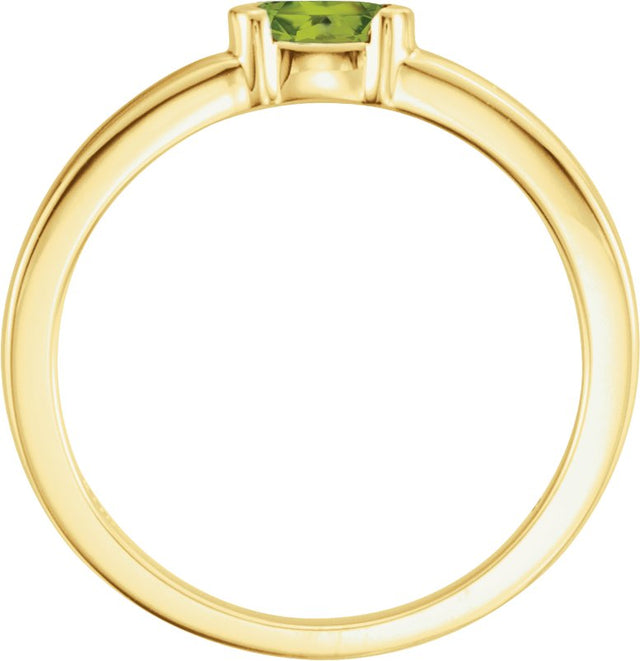 14K Gold Oval Natural Peridot Half-Bezel Family Stackable Ring - Yellow Gold - view 2