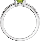 14K Gold Oval Natural Peridot Half-Bezel Family Stackable Ring - White Gold - view 2